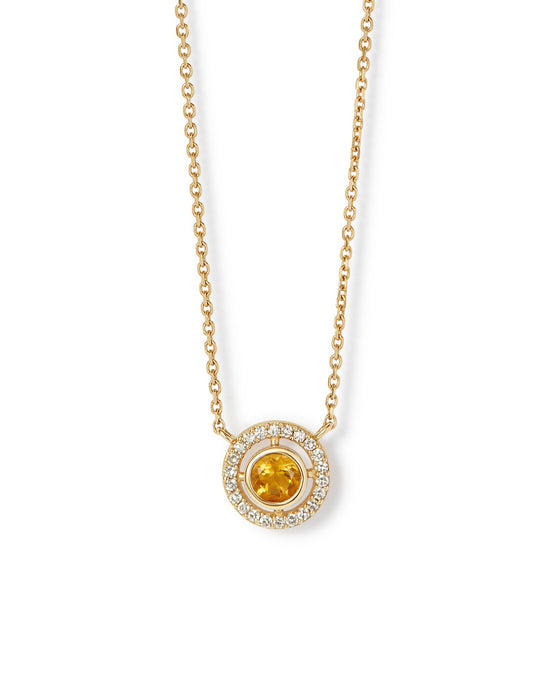Solid Gold November Birthstone Citrine Pendant Necklace