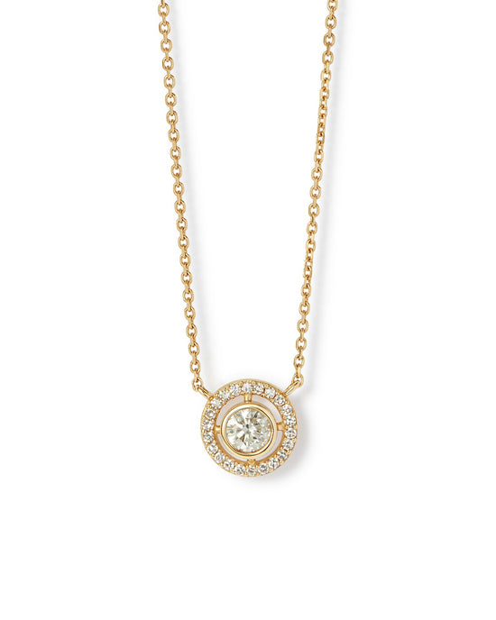 Solid Gold April Birthstone Diamond Pendant Necklace
