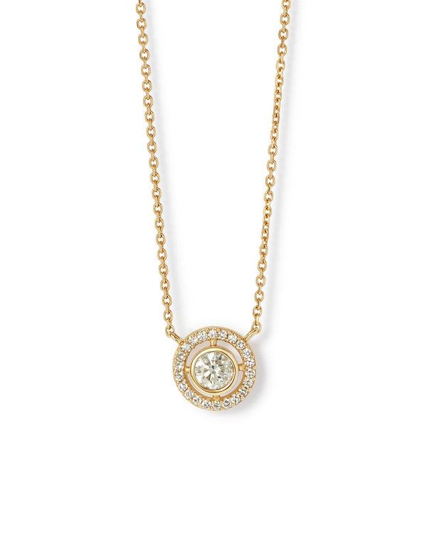 Solid Gold April Birthstone Diamond Pendant Necklace