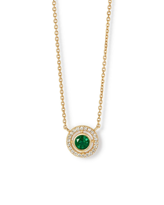 Solid Gold May Birthstone Emerald Pendant Necklace