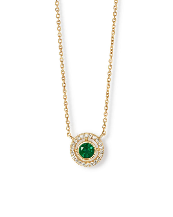Solid Gold May Birthstone Emerald Pendant Necklace