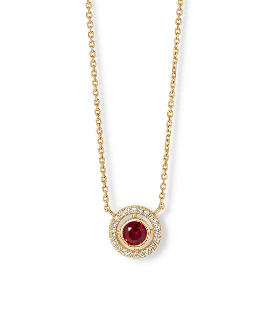 Solid Gold July Birthstone Ruby Pendant Necklace