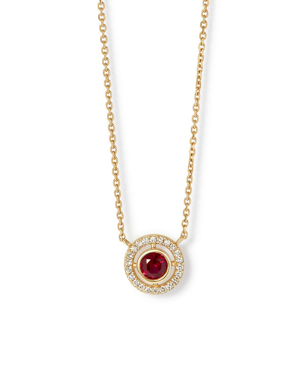 Solid Gold July Birthstone Ruby Pendant Necklace