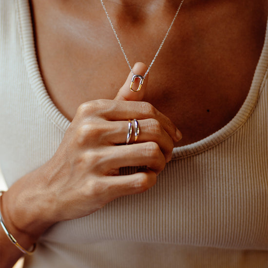 Silver Aurora Ring with Gold