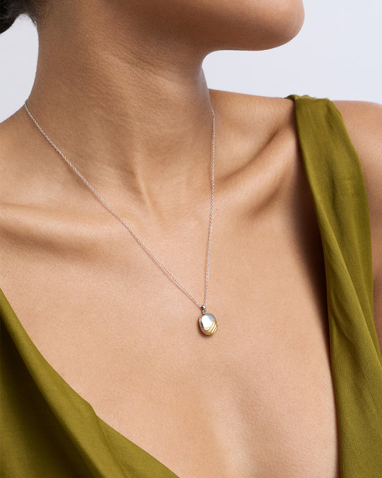 Aurora Weave Mixed Metal Locket Necklace