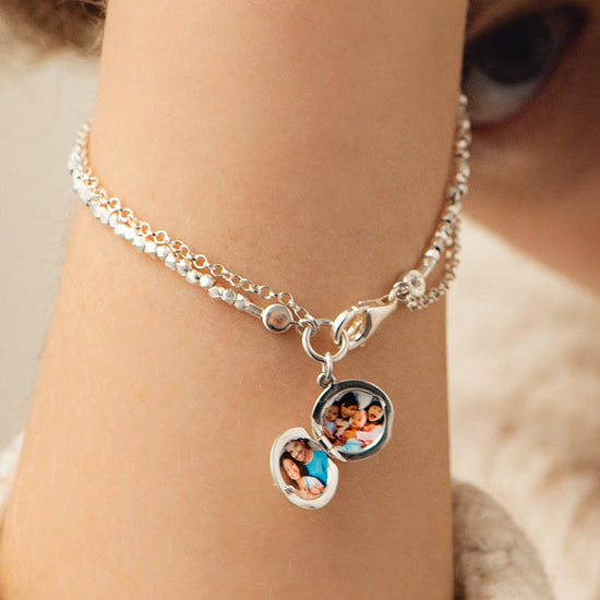 Silver Biography Locket Bracelet