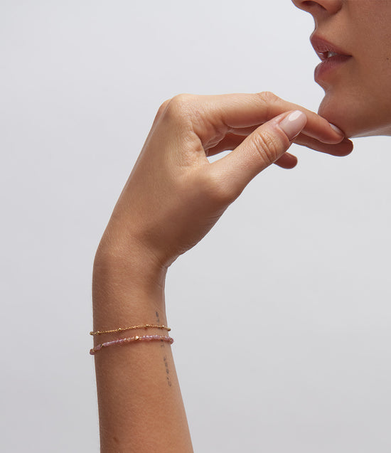 Gold Fine Biography Pink Multi gemstone Bracelet