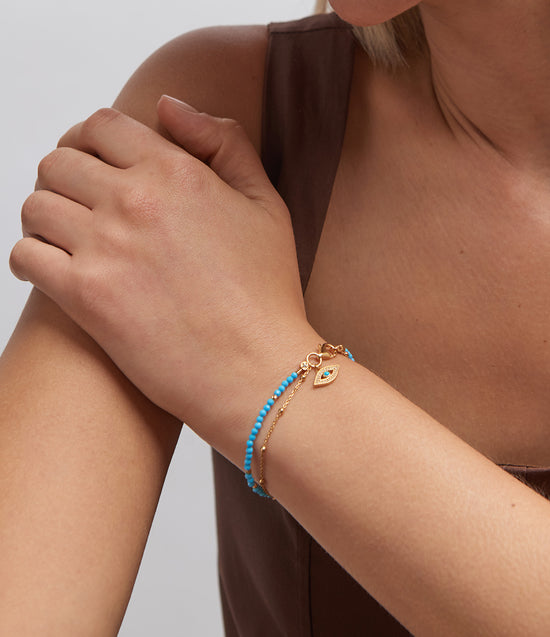 Gold Fine Biography Turquoise Evil Eye Bracelet