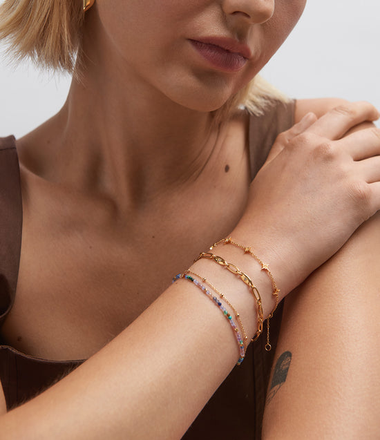Gold Fine Biography Multi gemstone Bracelet