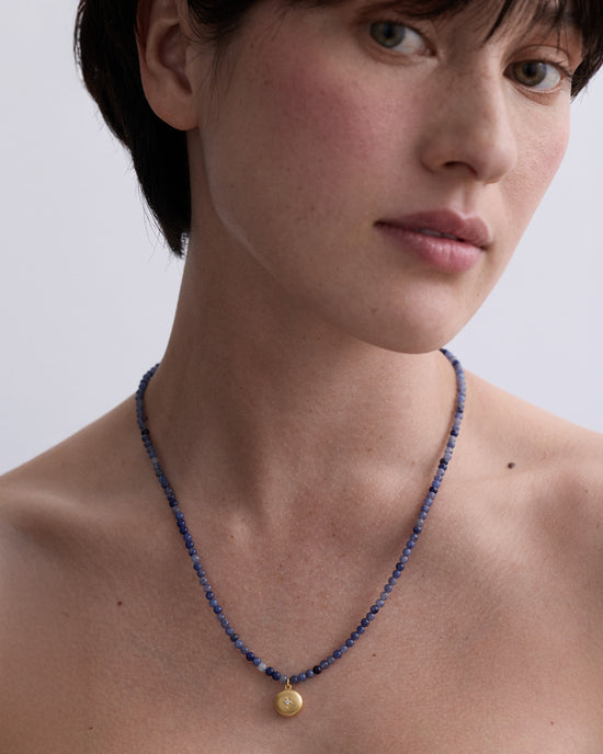 Blue Aventurine Gold Biography Mini Locket Necklace
