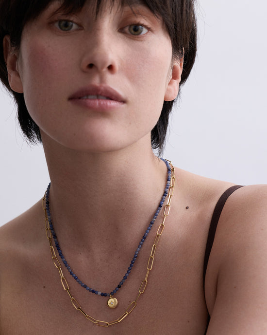 Blue Aventurine Gold Biography Mini Locket Necklace