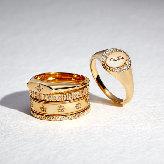 Gold Celestial Orbit Signet Ring