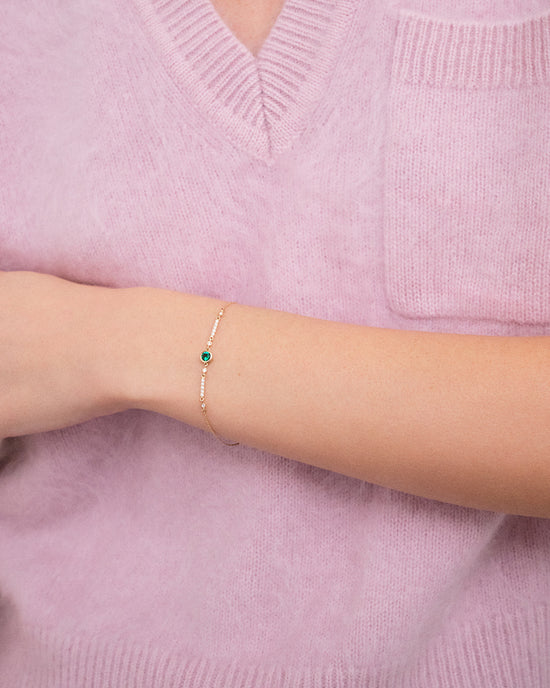 Solid Gold Emerald and Diamond Bracelet