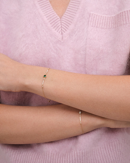 Solid Gold Emerald and Diamond Bracelet