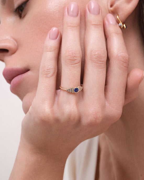 Solid Gold Sapphire and Diamond Ring