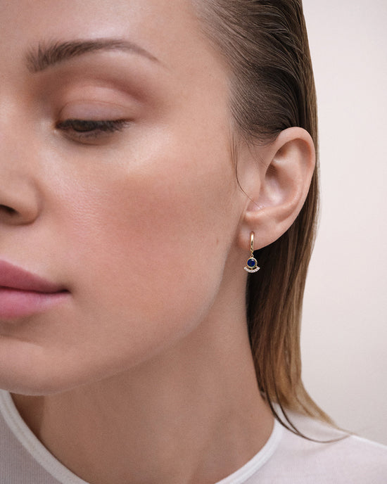 Solid Gold Sapphire and Diamond Drop Earrings
