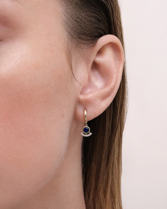 Solid Gold Sapphire and Diamond Drop Earrings