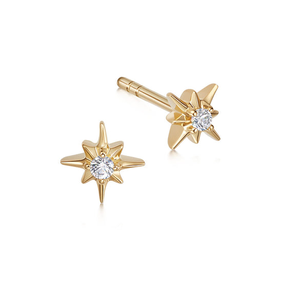 Gold Polaris Star Stud Earrings