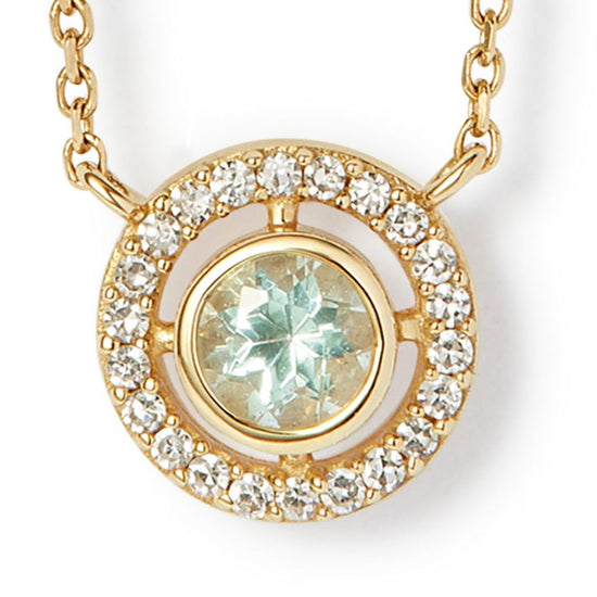Solid Gold March Birthstone Aquamarine Pendant Necklace