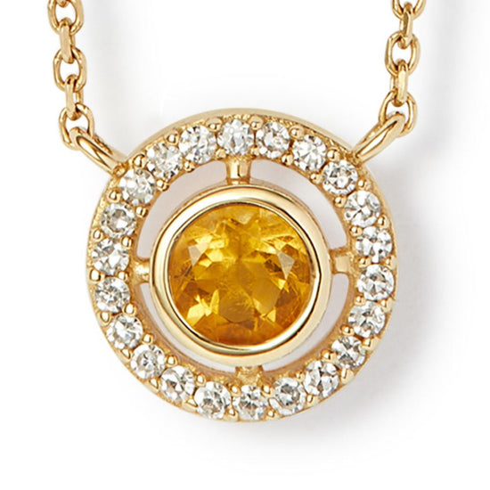 Solid Gold November Birthstone Citrine Pendant Necklace