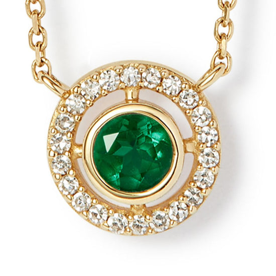 Solid Gold May Birthstone Emerald Pendant Necklace
