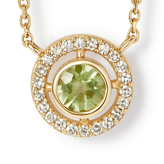 Solid Gold August Birthstone Peridot Pendant Necklace