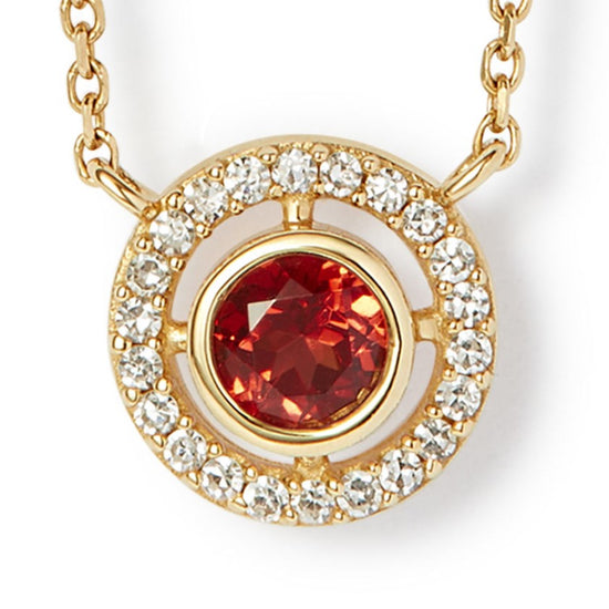 Solid Gold January Birthstone Red Garnet Pendant Necklace
