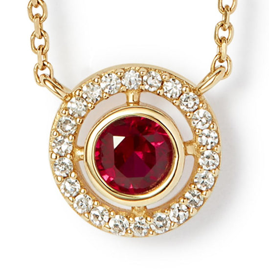 Solid Gold July Birthstone Ruby Pendant Necklace