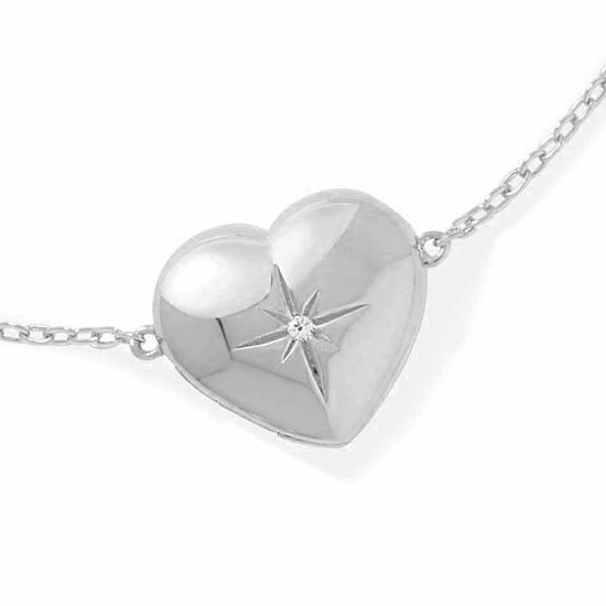 Silver Biography Heart Locket Bracelet