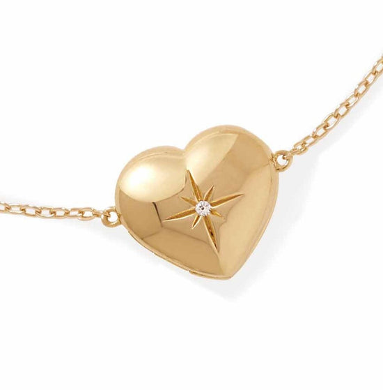 Gold Biography Heart Locket Bracelet
