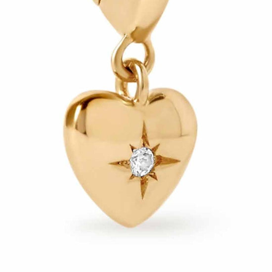 Gold Biography Heart Hoop Drop Earrings