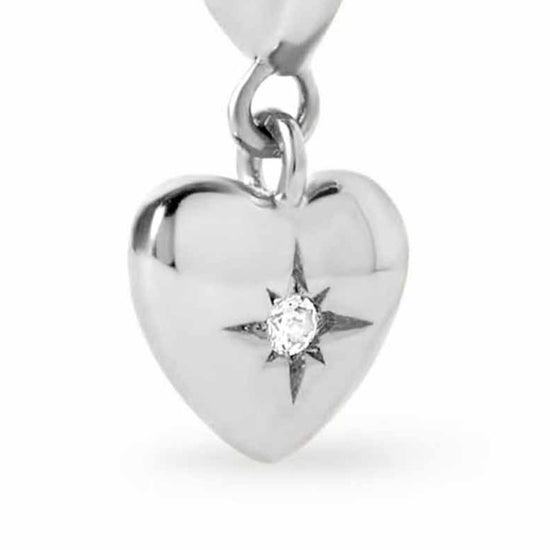 Silver Biography Heart Hoop Drop Earrings