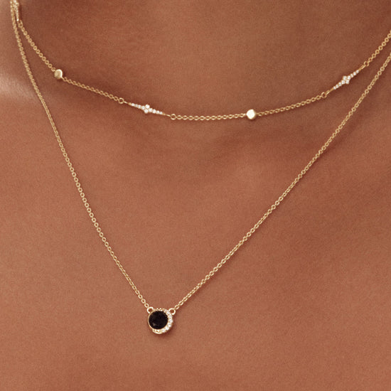 Gold Luna Black Onyx Pendant Necklace