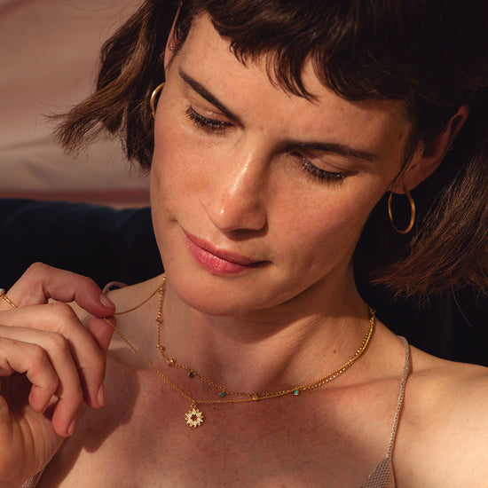 Gold Biography Sun Pendant Necklace