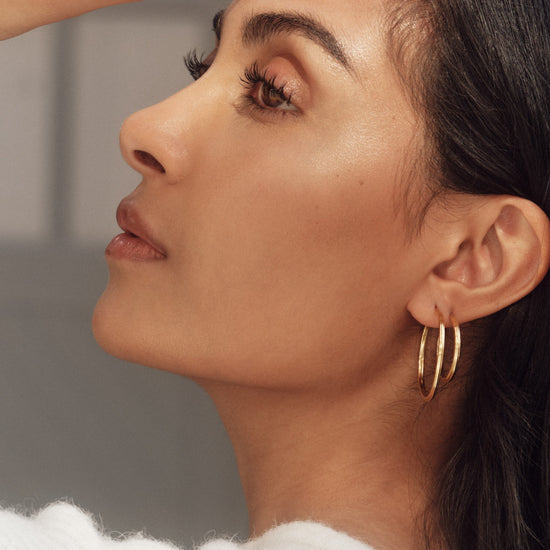 Gold Celestial Linia Medium Hoop Earrings