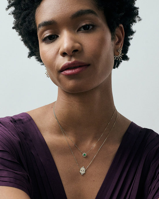 Solid Gold May Birthstone Emerald Pendant Necklace
