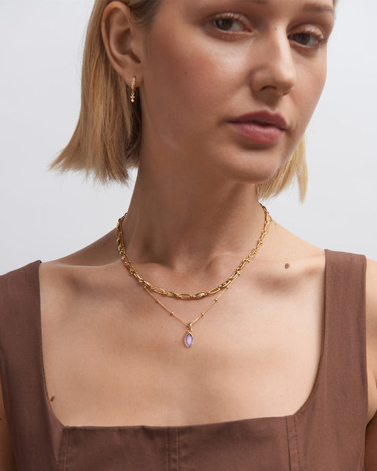 Gold February Amethyst Birthstone Pendant Necklace