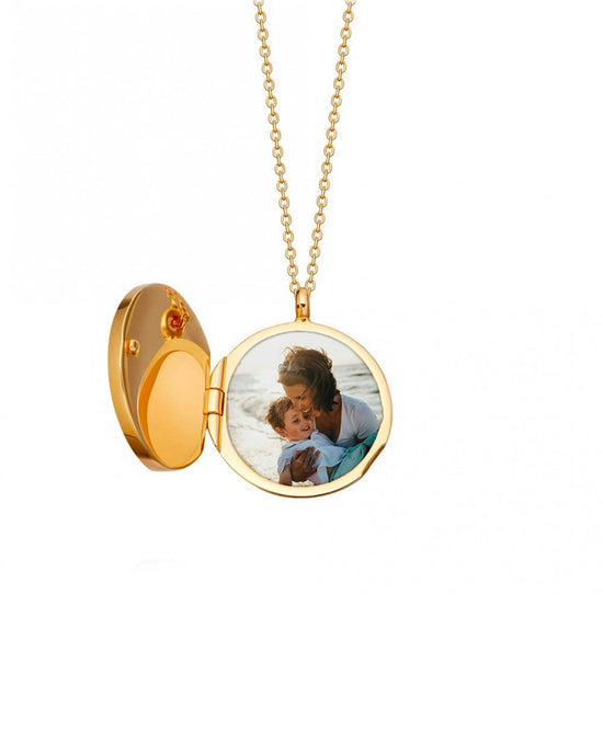 Gold Large Polaris Mother of Pearl Locket Necklace