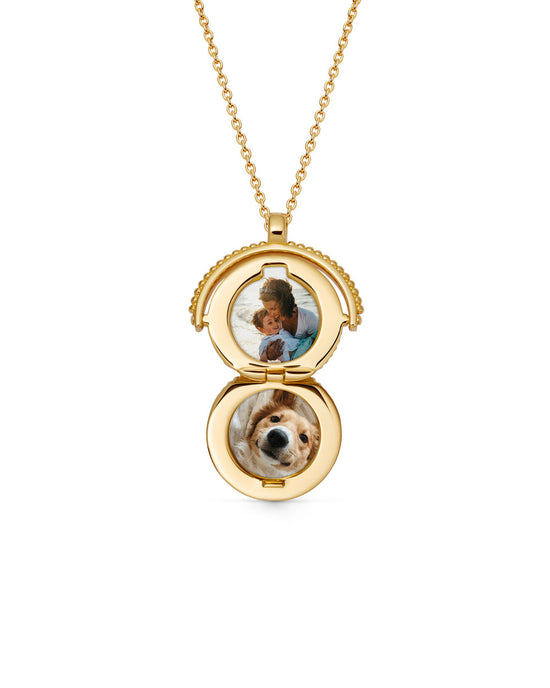 Gold Celestial Spinner Locket Necklace
