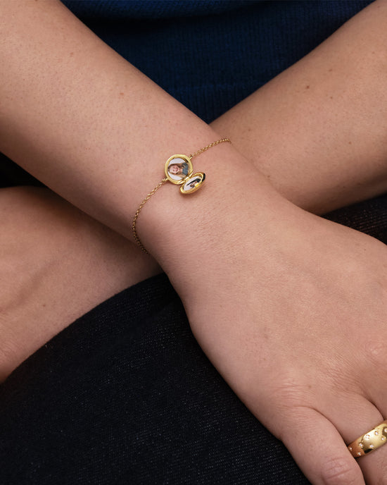 Gold Biography Chain Locket Bracelet