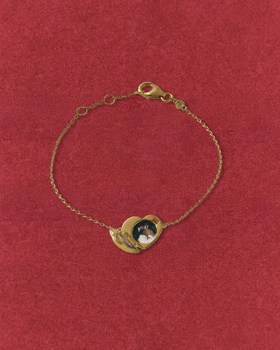 Gold Biography Heart Locket Bracelet