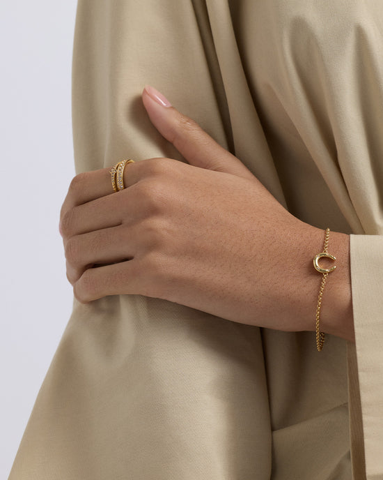 Gold Biography Horseshoe Bracelet