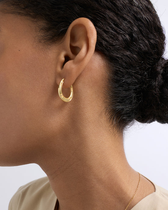 Gold Biography Horseshoe Hoop Earrings