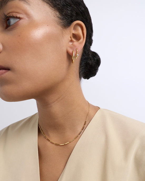 Gold Biography Horseshoe Hoop Earrings
