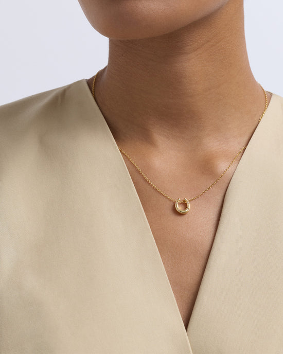 Gold Biography Horseshoe Necklace