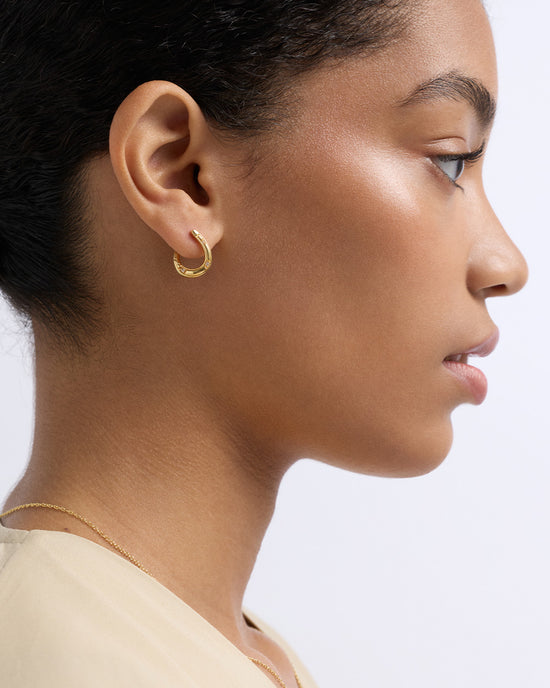 Gold Biography Horseshoe Twist Hoop Earrings