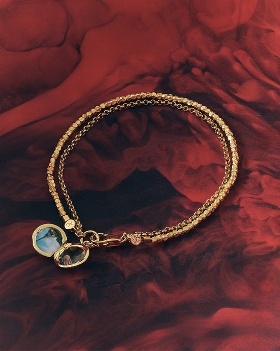 Gold Biography Locket Bracelet