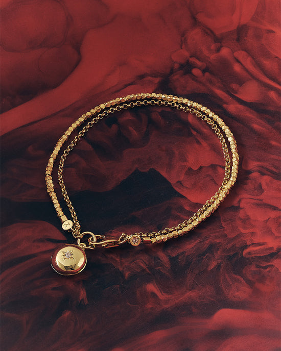 Gold Biography Locket Bracelet