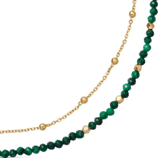 Gold Biography Malachite Necklace