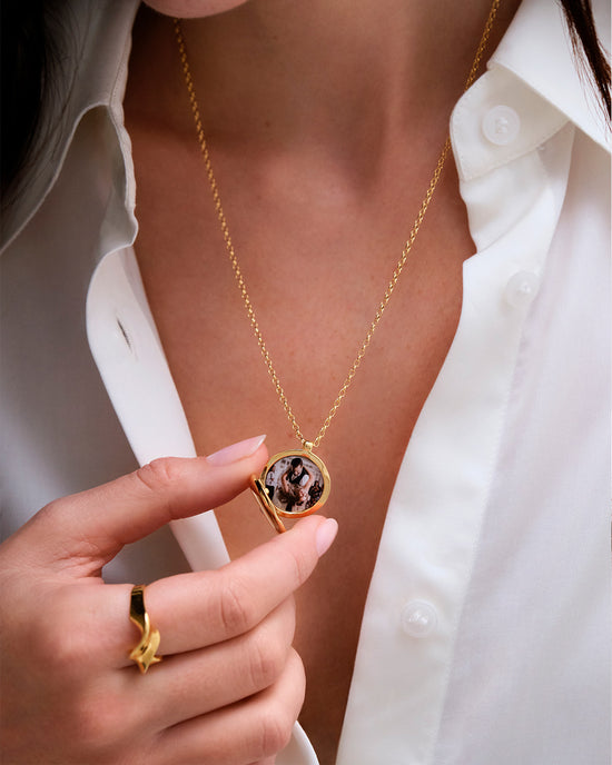Gold Biography Medium Locket Necklace